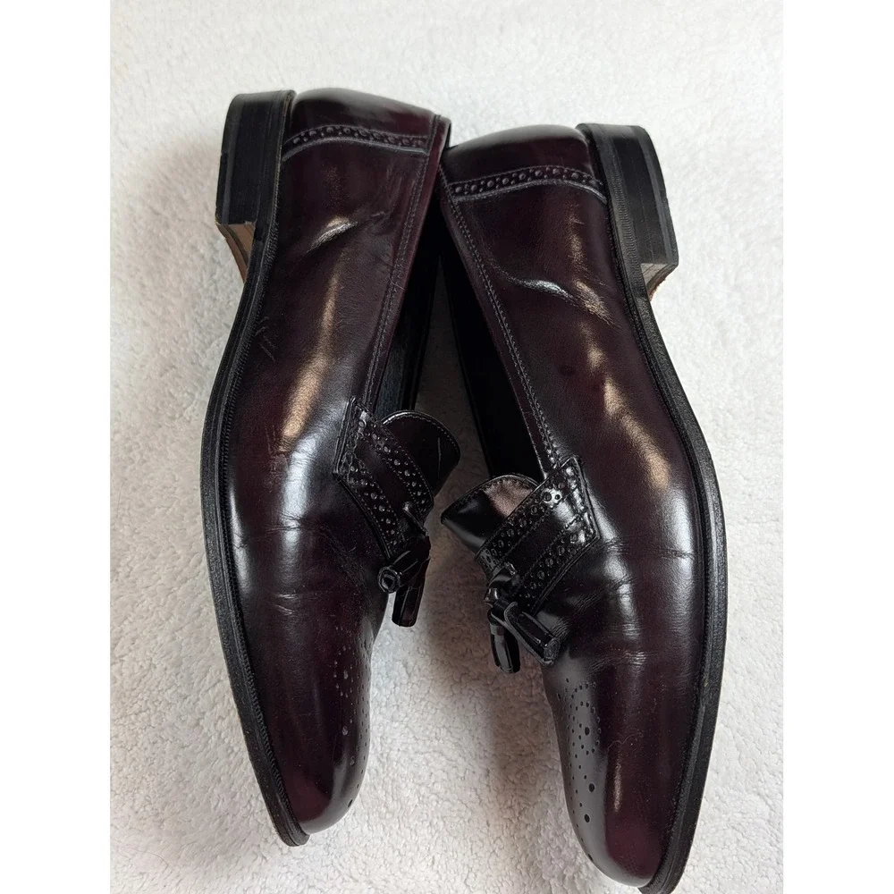 Duccio Papini Italy Burgundy Leather Tassel Brogue Loafers Mens Size 9 363